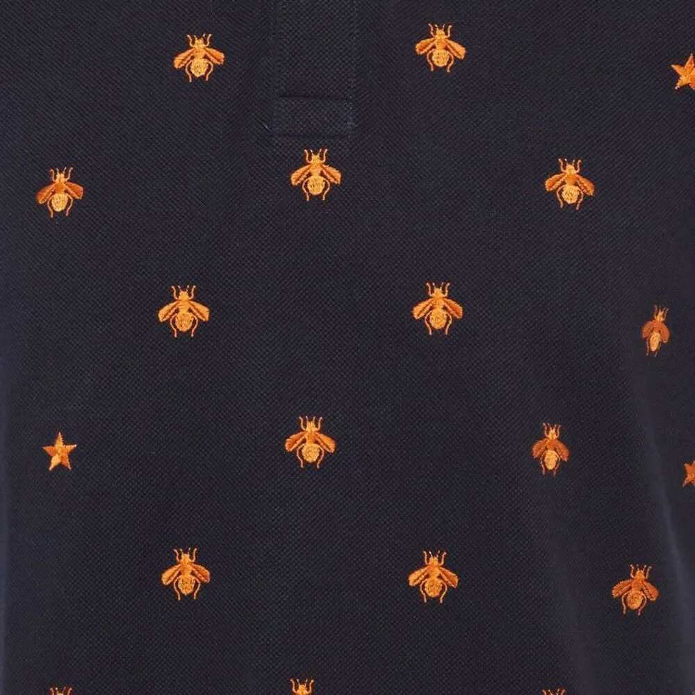 Gucci Blue Bee Embroidered Pique Polo T-Shirt L